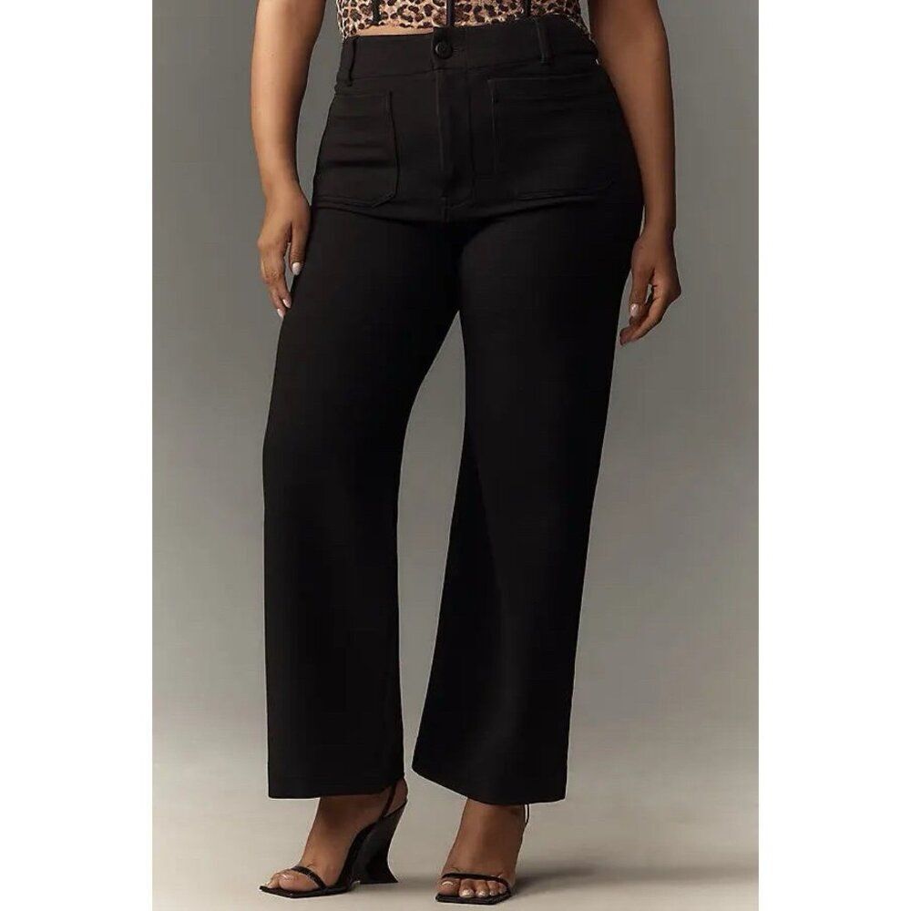 Anthropologie Colette Full-Length Wide-Leg Pants Maeve KNIT Women’s 34 Black NWT